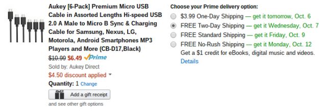 Fotografía - [Alerta Trato] Comprar un conjunto de 6 Aukey carga rápida 2.0 MicroUSB Cables en Amazon por $ 6.50 $ 4.50 Después de cupón de descuento